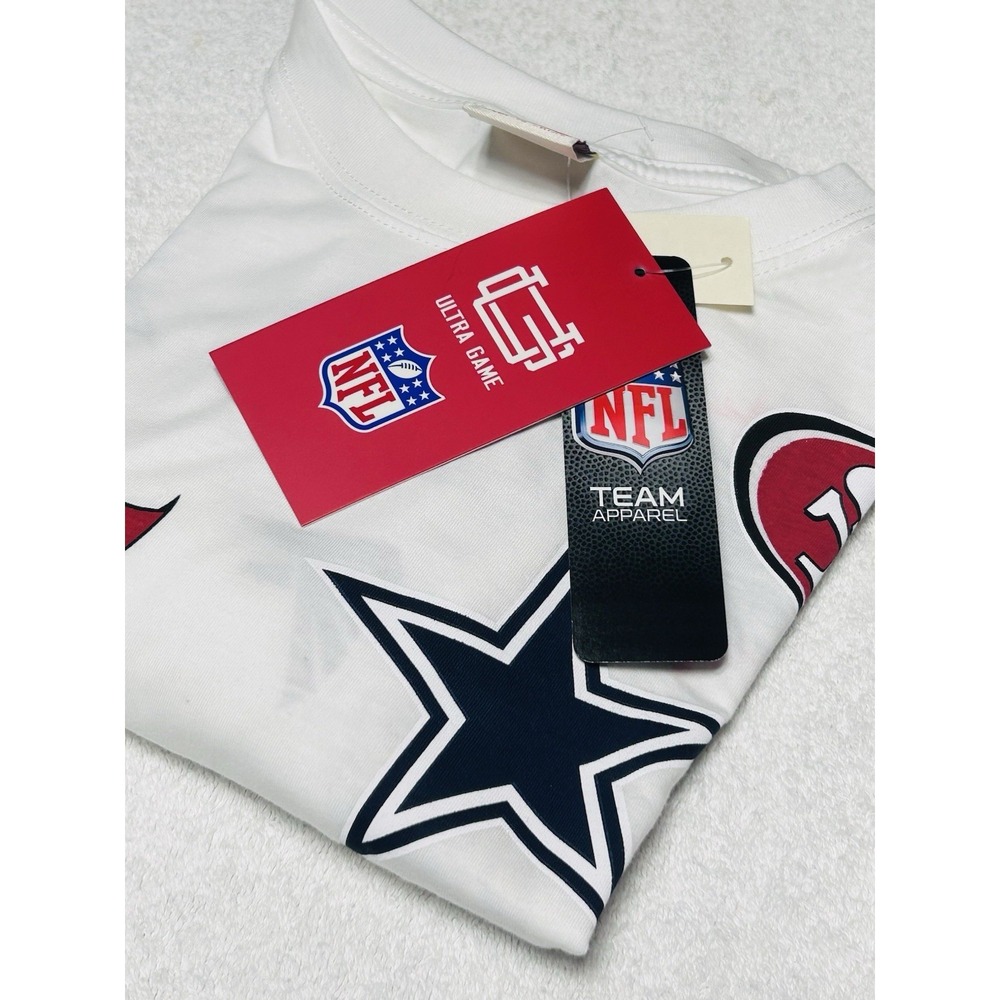 All NFL Teams Shirt Small White NFL Football Allover Graphic Tee Ultra Game NWT